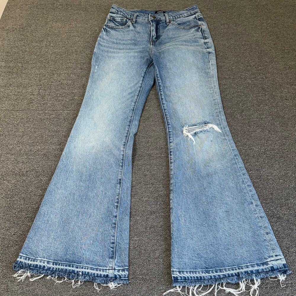 Express Mid-Rise '70s Flare Jeans Women's Size 4/S‎ Blue Medium Wash Boho Casual